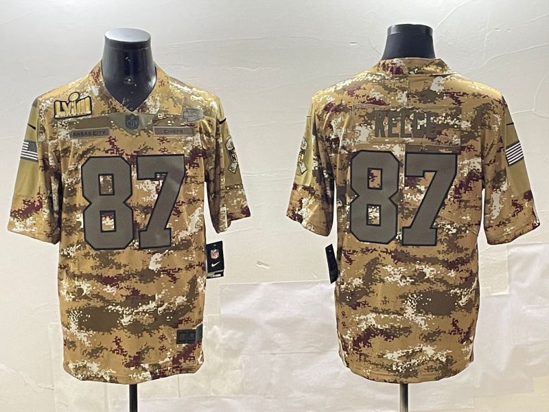 Men Kansas City Chiefs 87 Kelce Camo 2025 Nike Olive Salute To Service Limited NFL Jersey style 4